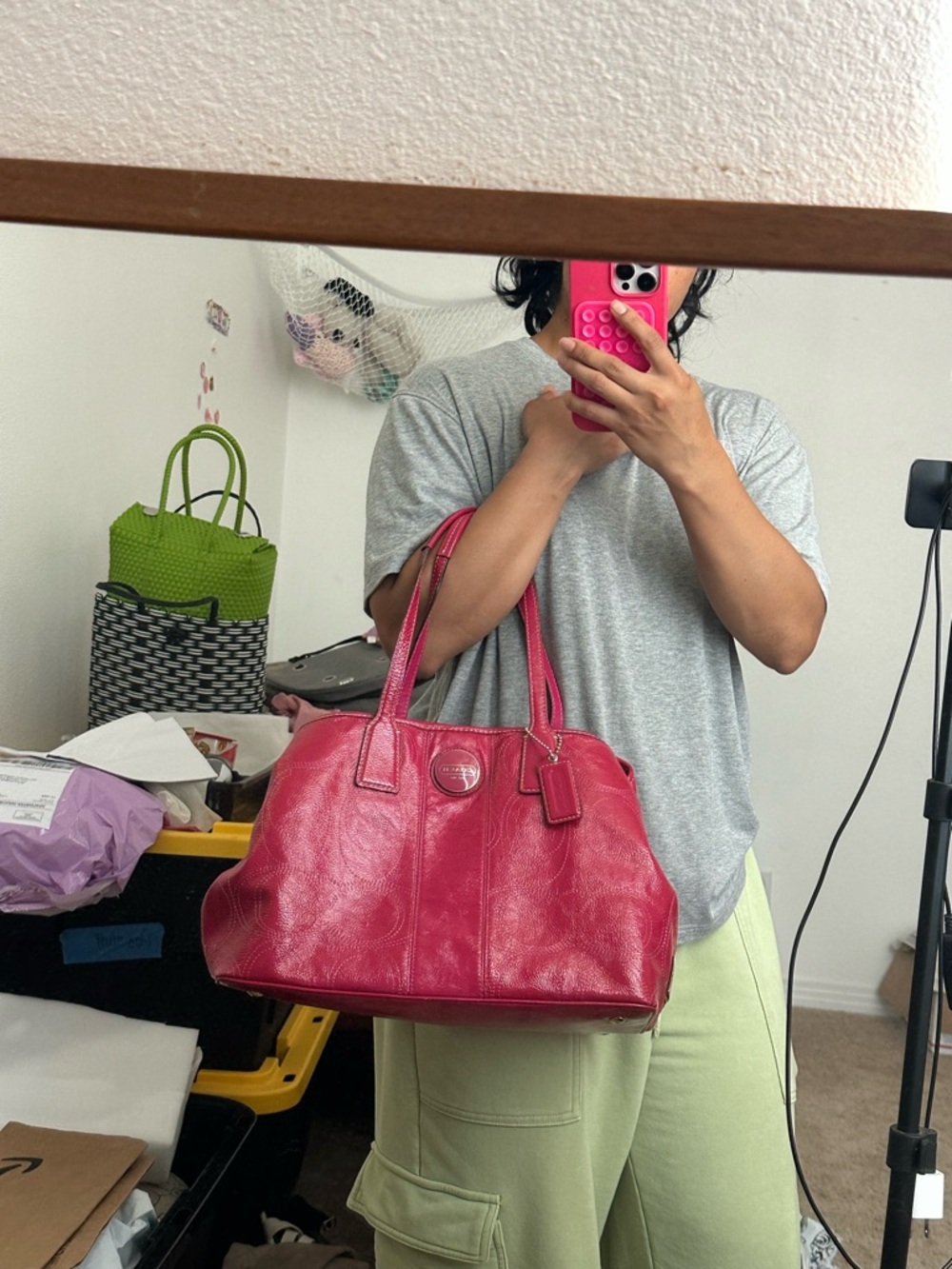 Coach Glossy Patent Pink Shoulder Bag - Picture 8 of 8